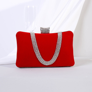 Banquet party luxury temperament diamond-studded clutch bag new velvet U-shaped rhinestone fashion ladies evening bag.