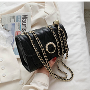 Chain beaded shoulder bag high quality pu leather fashion lady messenger bag.