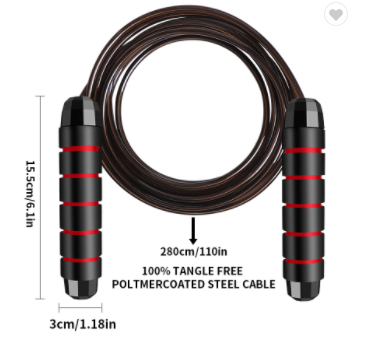 2022 Exercise Gym Workout Training Fitness Heavy Steel Cable Wire Bearing Weighted Adjustable Skipping Rope Speed Jump Rope