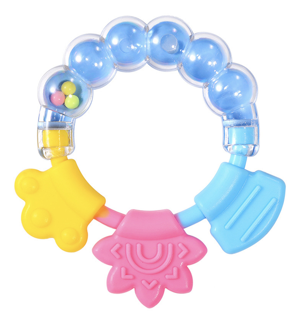 Silicone Baby Teether Toy Teething Ring Toy For Babies with Rattle.