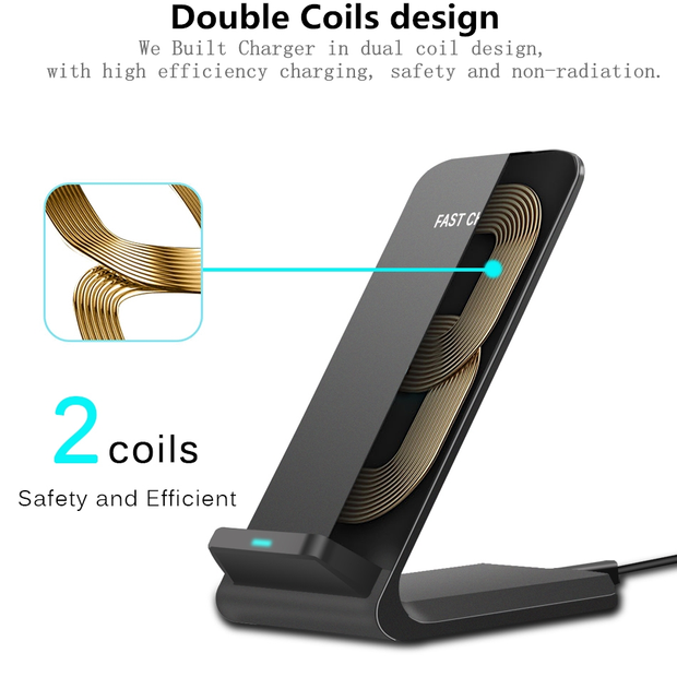 New Design for iPhone 11 wireless charger stand 10W fast charging custom logo mobile phone universal qi wireless charge.